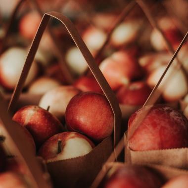 Bags of red apples